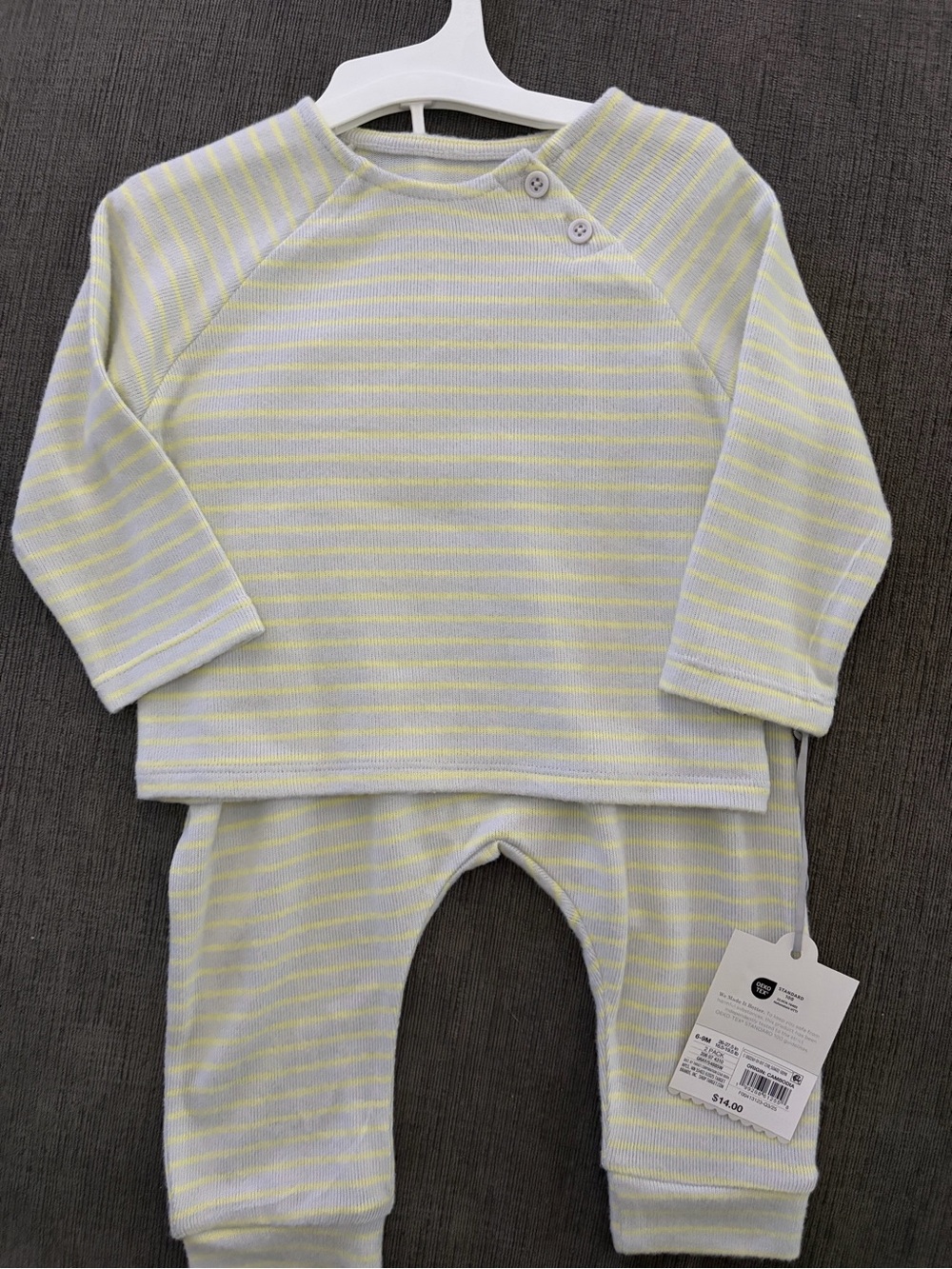 cloud island Light Grey and White Striped Baby Set